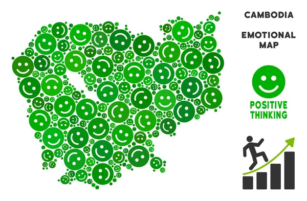 Vektör sevinç Cambodia harita kolaj gülümsüyor