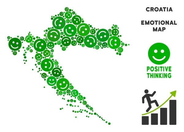 Vektör mutluluk Hırvatistan harita kompozisyon suratlar