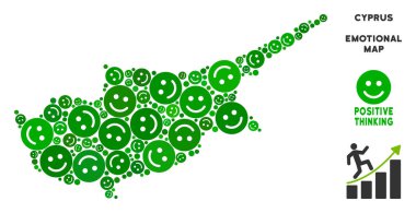 Vektör mutlu Kıbrıs Adası harita kolaj suratlar