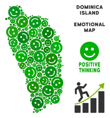 Vektör mutluluk Dominica Ada harita kompozisyon gülümsüyor