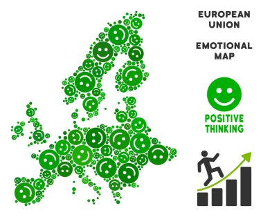 Vektör mutlu Avrupa Birliği harita mozaik suratlar