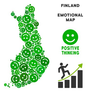Vektör sevinç Finlandiya harita mozaik gülümsüyor