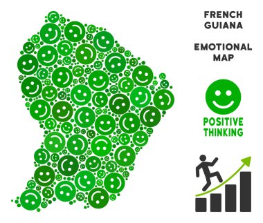 Vektör mutlu Fransız Guyanası harita kompozisyon gülümsüyor