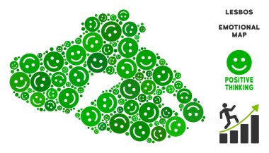 Vektör mutlu Yunan Midilli (ada) harita mozaik gülümsüyor