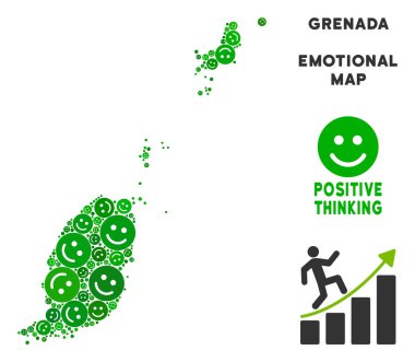 Vektör mutlu Grenada harita kompozisyon gülümsüyor