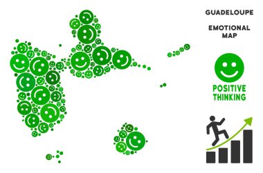 Vektör sevinç Guadeloupe harita kompozisyon gülümsüyor