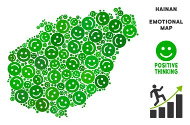 Vektör mutlu Hainan Adası harita mozaik suratlar