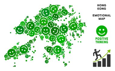 Vektör mutlu Hong Kong harita kolaj suratlar