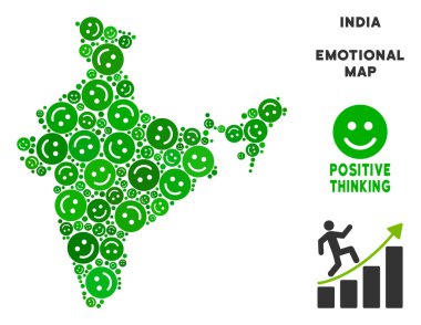 Vektör mutlu Hindistan harita kolaj suratlar