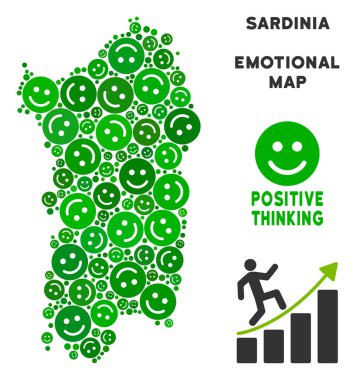Vektör mutluluk İtalyan Sardunya Adası harita mozaik gülümsüyor