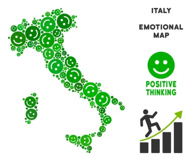 Vektör sevinç İtalya harita mozaik gülümsüyor