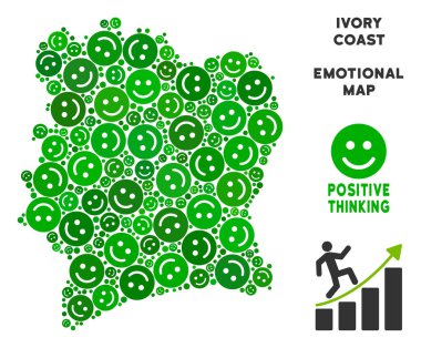 Vektör sevinç Fildişi Sahili haritası kompozisyon gülümsüyor