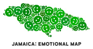 Vektör mutlu Jamaika harita kompozisyon suratlar