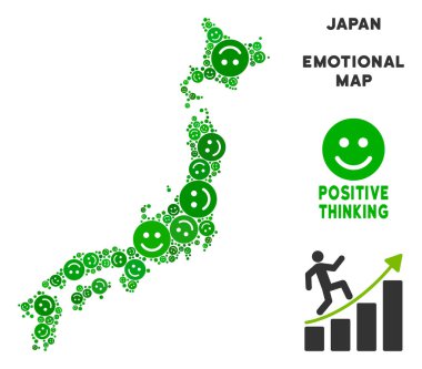 Vektör sevinç Japonya harita kompozisyon gülümsüyor