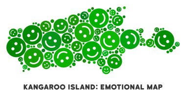 Vektör mutlu Kanguru Adası harita kolaj gülümsüyor