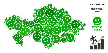 Vektör mutluluk Kazakistan harita kompozisyon gülümsüyor