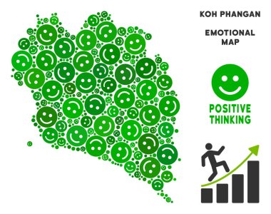 Vektör mutluluk Koh Samui Tayland Adası harita kompozisyon suratlar