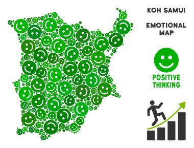 Vektör mutluluk Koh Samui Haritası kompozisyon gülümsüyor