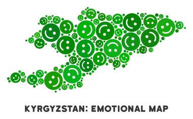 Vektör mutlu Kırgızistan harita kompozisyon suratlar