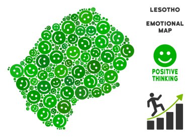 Vektör mutlu Lesoto Haritası kompozisyon suratlar