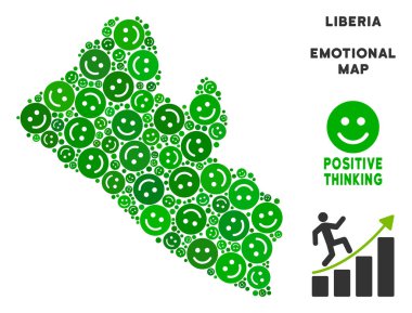 Vektör mutluluk Liberya Haritası kolaj gülümsüyor