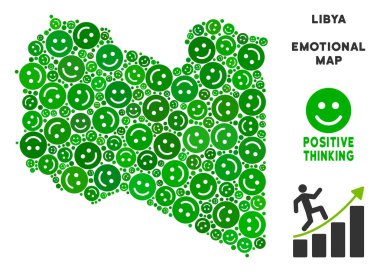 Vektör sevinç Libya harita mozaik gülümsüyor