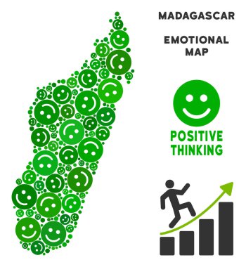 Vektör sevinç Madagaskar Adası harita mozaik suratlar