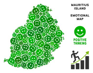 Vektör mutlu Mauritius Adası harita mozaik suratlar