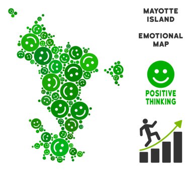 Vektör mutluluk Mayotte Adası harita kompozisyon suratlar