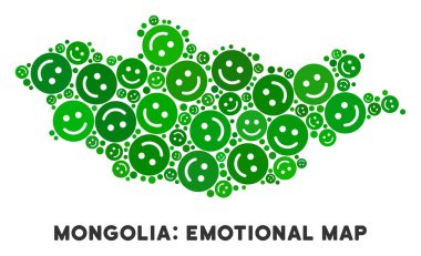Vektör sevinç Moğolistan haritası kolaj suratlar