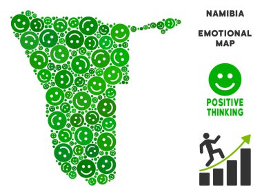 Vektör mutluluk Namibya Haritası mozaik suratlar