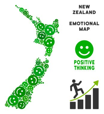 Vektör sevinç Yeni Zelanda harita kolaj suratlar