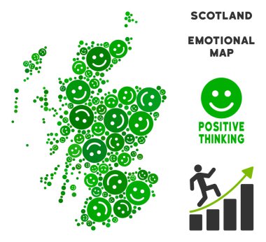 Vektör mutlu İskoçya harita kompozisyon suratlar