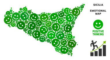 Vektör mutlu Sicilia harita kolaj suratlar