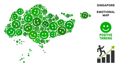 Vektör mutlu Singapur harita kompozisyon suratlar