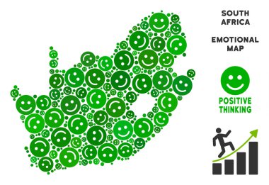 Vektör mutluluk Güney Afrika Cumhuriyeti harita mozaik gülümsüyor