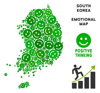 Vektör mutluluk Güney Kore harita mozaik gülümsüyor