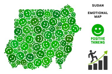 Vektör mutlu Sudan harita mozaik suratlar