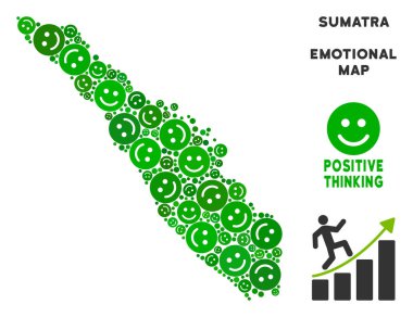 Vektör mutluluk Sumatra Adası harita mozaik gülümsüyor