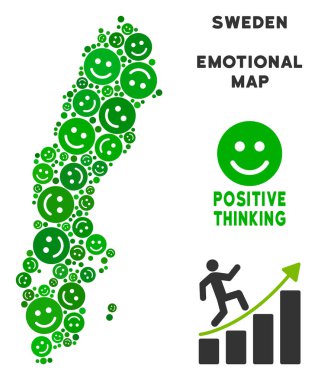 Vektör mutlu İsveç harita kompozisyon suratlar