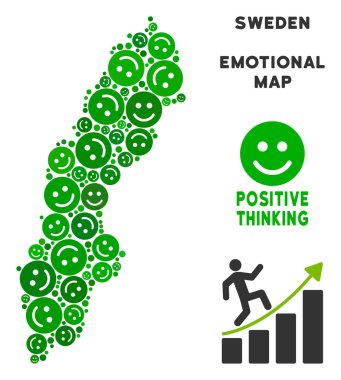 Vektör mutlu İsveç harita mozaik suratlar