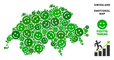 Vektör mutlu Swissland harita kompozisyon gülümsüyor