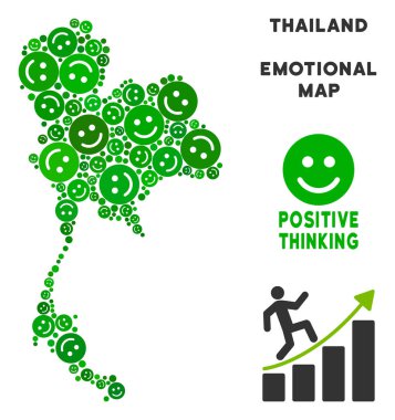 Vektör mutluluk Tayland harita mozaik gülümsüyor