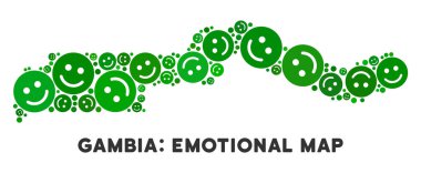 Vektör mutluluk suratlar Gambiya Haritası mozaiği