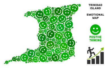 Vektör mutlu Trinidad ada harita kompozisyon suratlar
