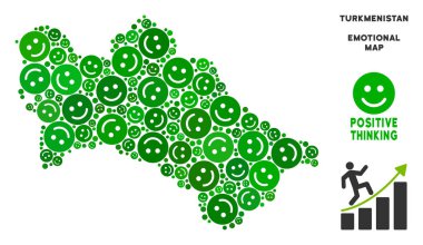 Vektör mutluluk Türkmenistan harita mozaik gülümsüyor