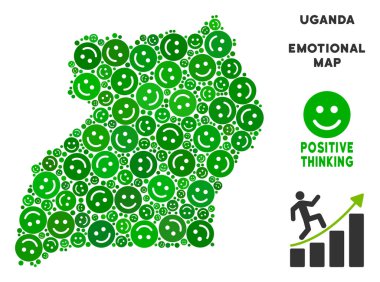 Vektör mutlu Uganda harita mozaik gülümsüyor