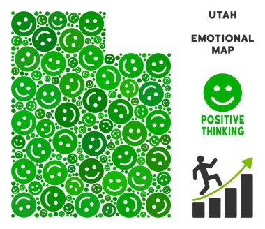 Vektör mutlu Utah State harita kompozisyon suratlar