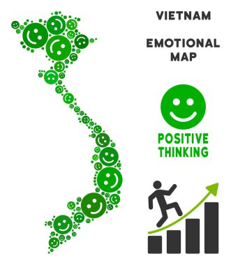 Vektör sevinç Vietnam harita mozaik gülümsüyor