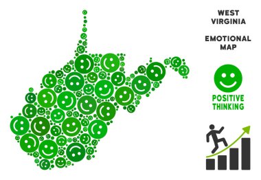Vektör sevinç West Virginia devlet harita kompozisyon suratlar